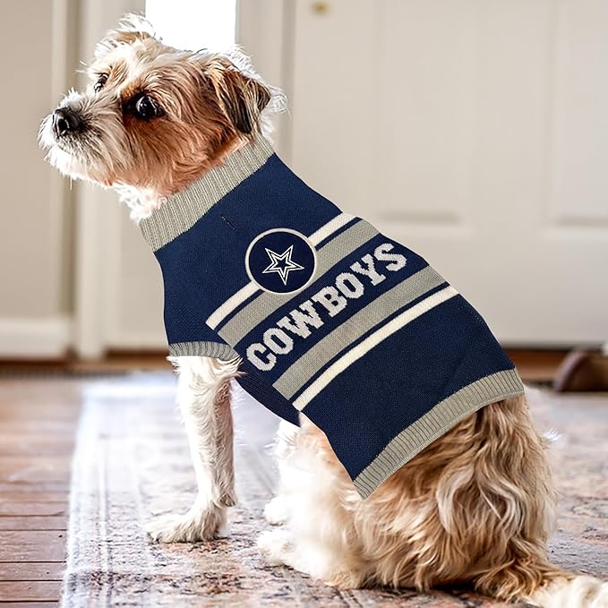 Pets First NFL Dallas Cowboys Dog Sweater, Size Large. Warm and Cozy Knit Pet Sweater with NFL Team Logo, Best Puppy Sweater for Large and Small Dogs, Team Color (DAL-4179-LG)