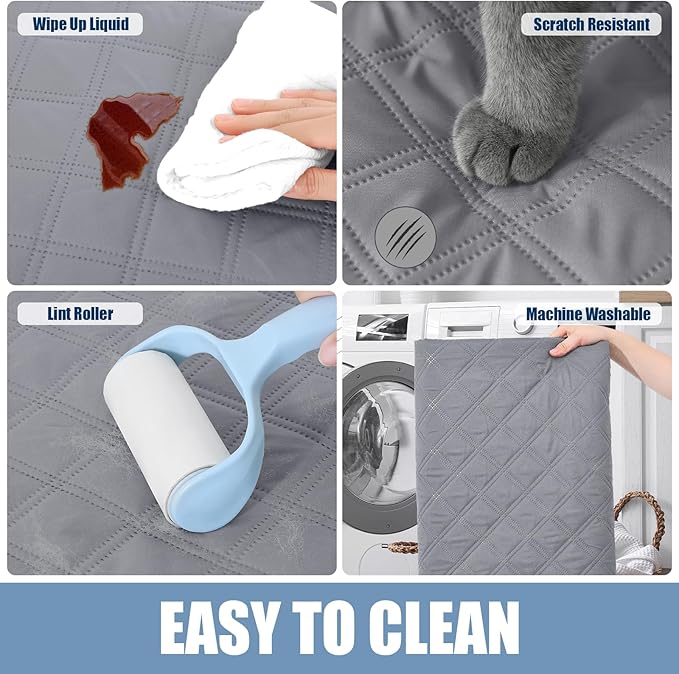 Smiry Waterproof Dog Bed Cover Pet Blanket, Soft Washable Dog Blanket for Furniture Bed Couch Sofa Reversible, Checkered (82"x120", Grey/Light Grey)