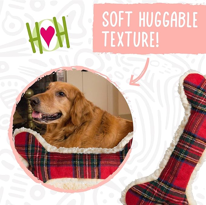 Plush Bone Dog Toy — 12", Faux Sheepskin, Durable Reinforced Seams, Washable