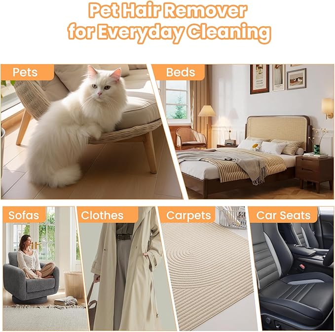 Pet Fur Removal Gloves, Suitable for Cats and Dogs. The Upgraded Version is a Reusable Static Hair Removal Tool. The Magical Brush can be Used on Bed Sheets, Sofas, Clothes, Carpets and car Seats