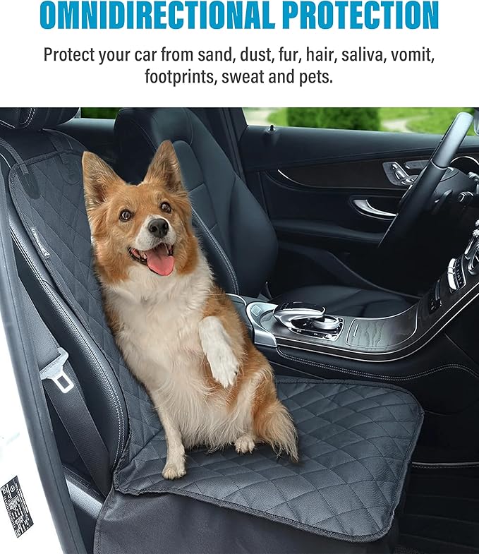 YAKEFLY Dog Car Seat Cover, Waterproof, Nonslip Scratch-Proof, Dog Car Seat Cover with Safety Belt Fits Most Cars, Suvs(Front Seat)