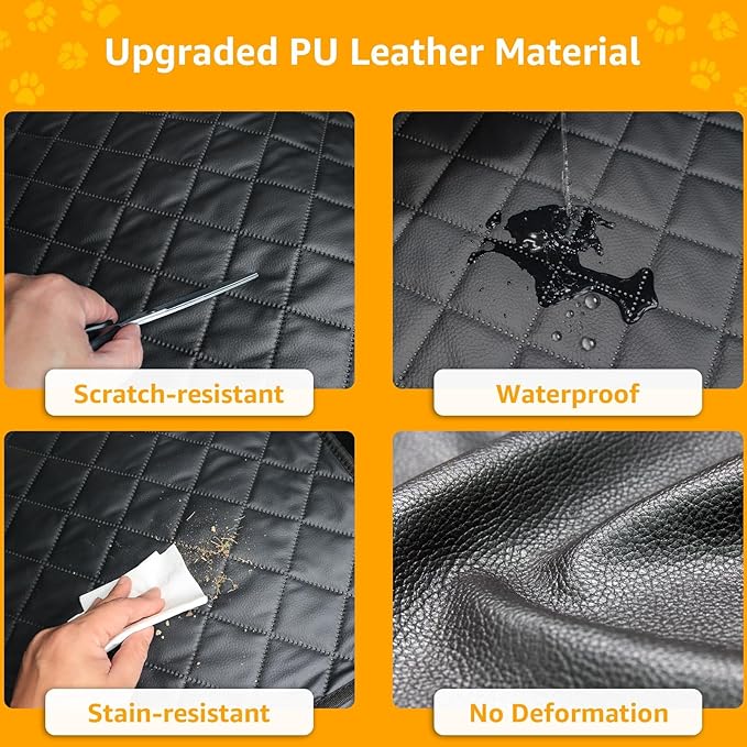 PETICON Waterproof Scratchproof Pet Bench Seat Covers for Cars, Trucks, SUVs, Nonslip Durable Back Seat Cover for Dogs, Washable Backseat Protection