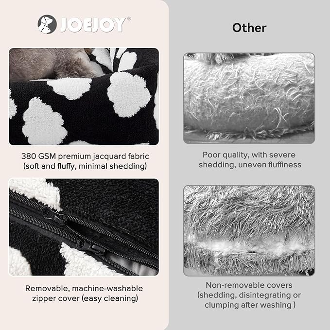 JOEJOY Medium Dog Bed Medium Size Dog, Rectangle Washable Orthopedic Pet Bed with Removable Zipper Cover, Cute Soft Calming Puppy Pet Bed with Jacquard Shaggy Plush & Non Skid Bottom