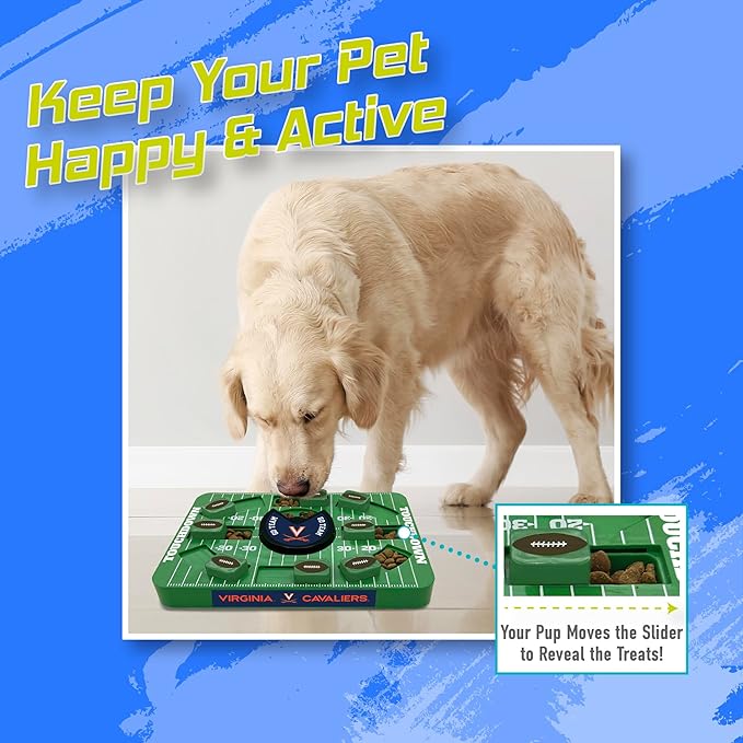 Pets First NCAA Virginia Large Puzzle Toy, Interactive Treat Dispenser, Slow Feeding Toy for Dogs, New Large Size