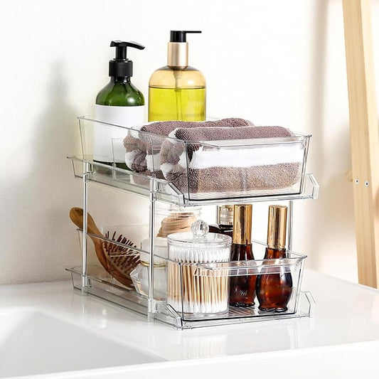 2-Tier Pull-Out Cabinet Organizer - Double Your Storage Space Instantly