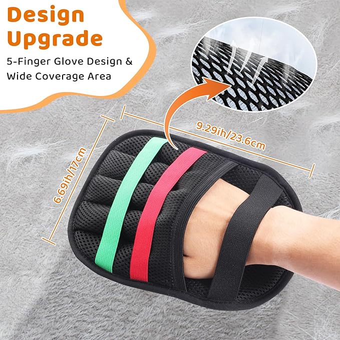 Pet Hair Remover Glove for Dogs & Cats, Newly Upgraded Reusable Electrostatic Pet Hair Gloves, Pet Hair Remover Tool for Clothing, Couch, Carpet, Car Seat（1Pcs-Black