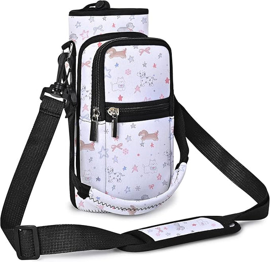 AUPET Water Bottle Sling Bag Sleeve Holder Carrier 25/32/40/64 oz,Insulated Crossbody Water Bottle Case Cover with Strap and Pockets for Men/Women Walking Hiking