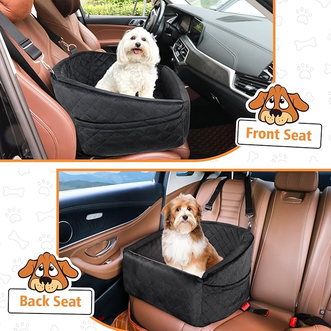 Dog Car Booster Seat for Small & Medium Dogs – Washable, Safe & Comfortable (Under 30 lbs)