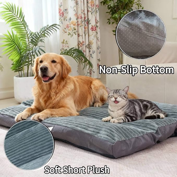 Dog Bed for Small Dogs Up to 30 lbs, 24" x 19"Plush Corduroy Pet Bed with Non-Slip Bottom, Washable Puppy Bed for Crate, Sofa or Travel (Grey)