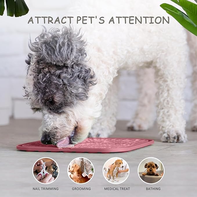 Dog Lick Mat 2 Pack – 8.5" Anxiety Relief & Slow Feeder with Suction Cups for Dogs & Cats