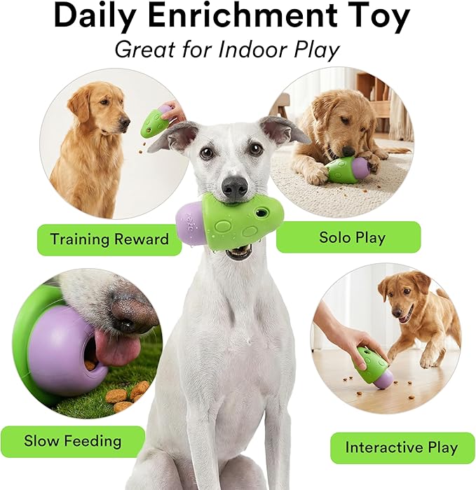 ZEZE Mushroom Treat Dispensing Dog Toy 2-Pack, Natural Rubber Slow Feeder Chew Toy, Interactive Puzzle for Boredom Relief & Feeding