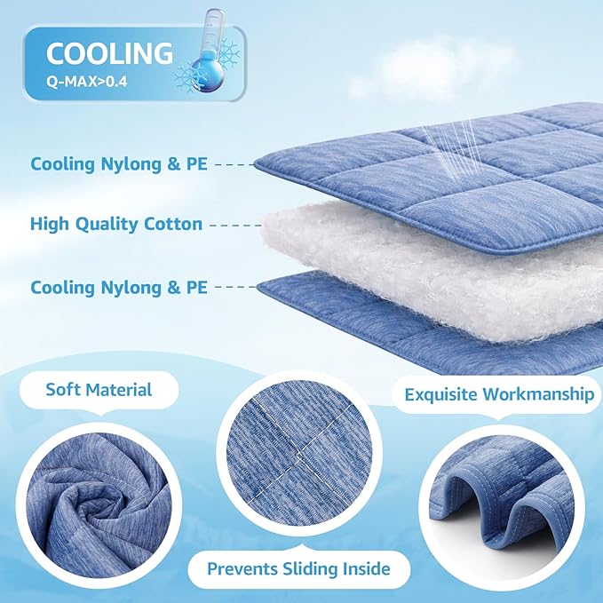 PICK FOR LIFE Cooling Blanket for Dogs, 0.4 Q-MAX Pets Cooling Comforter Throw for Bed Cover, Summer Blanket for Large Dogs Washable, Soft Lightweight Cold Mats for Pet Hot Weathe, 48"×62"/Deep Blue