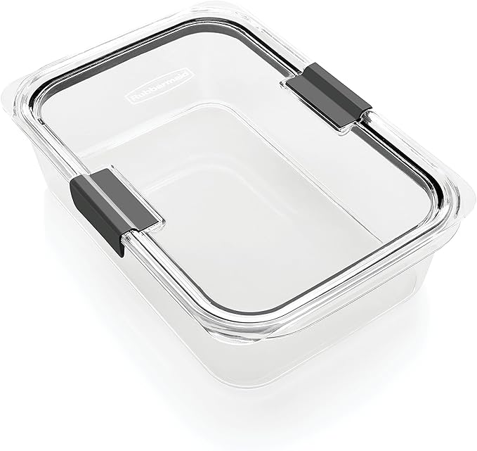 Rubbermaid Brilliance Food Storage Containers with Lids, Airtight, for Lunch, Meal Prep, and Leftovers, Set of 3 with Removable Trays | Large 9.6 Cup Container