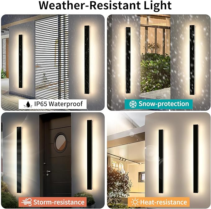Mikeru 59inch Long LED Wall Light, 3000k Exterior Wall Sconces, Acrylic Invisible Exterior Wall Light for Porch Modern Outdoor Wall Mount Lighting for House Courtyard Balcony Porch Patio Garage
