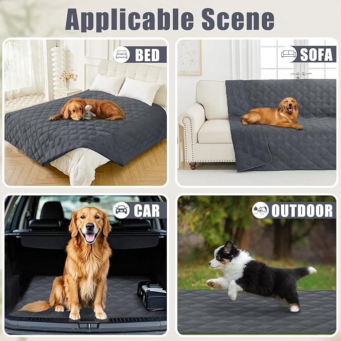 Smiry Waterproof Dog Bed Cover Blanket 30x53, Soft Reversible Pet Blanket, Washable Leakproof Cats Dogs Couch Cover for Sofa, Couch, Furniture, Lattice, Dark Grey/Dark Grey
