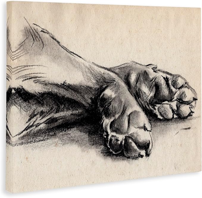 Stupell Industries Dog Paw Charcoal Design, Designed By Jennifer Paxton Parker, 40 x 30, Canvas Wall Art