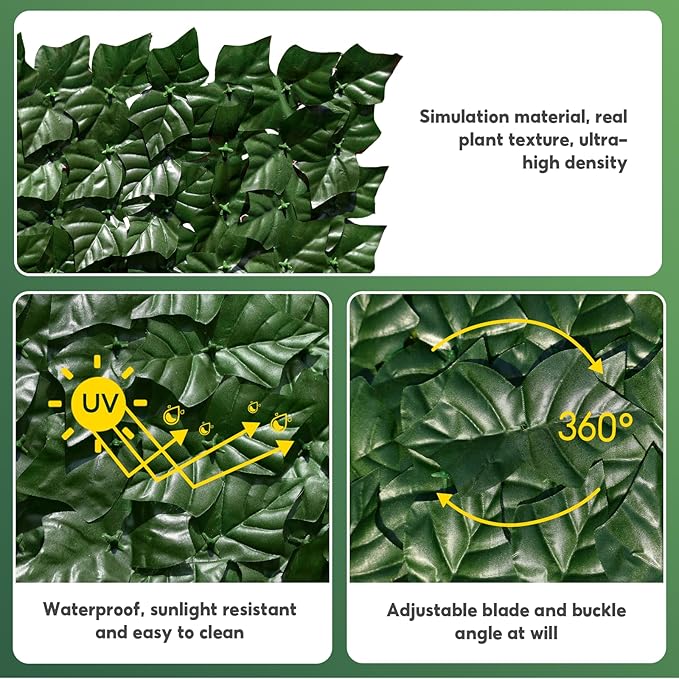 Artificial Ivy Privacy Fence Screen, 120x60 inch Artificial Hedge Grass Wall，Faux Ivy Fence Privacy Screen, Decoration for Patio, Balcony, Garden, Backyard Indoor Outdoor Decor