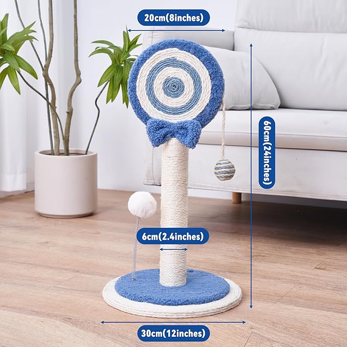 Kitten Kitty Cat Scratching Post Pole Scratcher Cute Sisal Rope Toy Indoor Scratch Mini Blue Decorative Accessories Small Lollipop Post Hanging Ball Decor Play Essentials Necessities Christmas