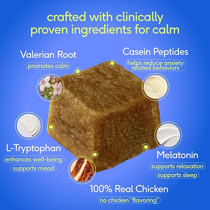 Native Pet Advanced Calming Chews for Dogs Medium Breed - Anxiety Relief, Stress, Separation & Sleep Support with Melatonin for Dogs, Hydrolyzed Casein, Valerian Root & L-Tryptophan - 30 Days Supply