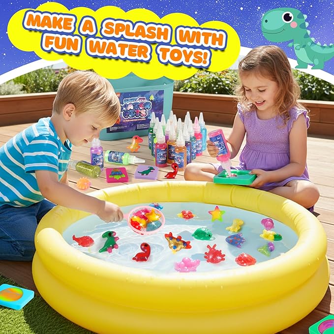 Magic Water Elf Toy Kit, Water Pets Toys for Kids, Easter Basket Stuffers, Aqua Fairy Water Gel Kit Squishy Maker, 36 Gels & 24 Molds, DIY Dinosaur Easter Space Make Your Own Squishies Toys Gifts