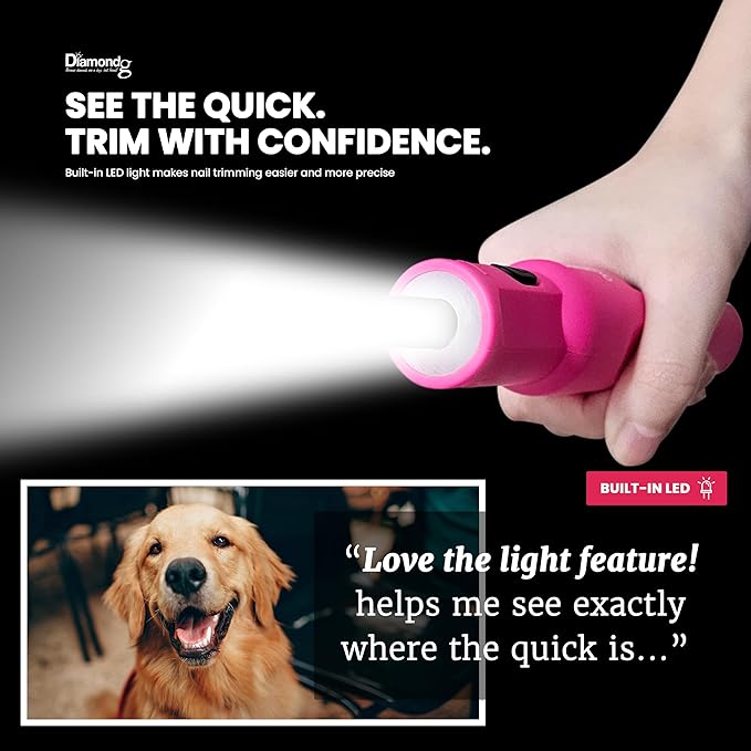 Diamondg Cordless Micro Dog Nail Grinder with Quiet Sound & LED Tip for Large & Small Dogs, 4hrs. Runtime - Electric Dog Nail Trimmer, Heavy Duty Rotary Tool Alternative to Toenail Clippers & Filers