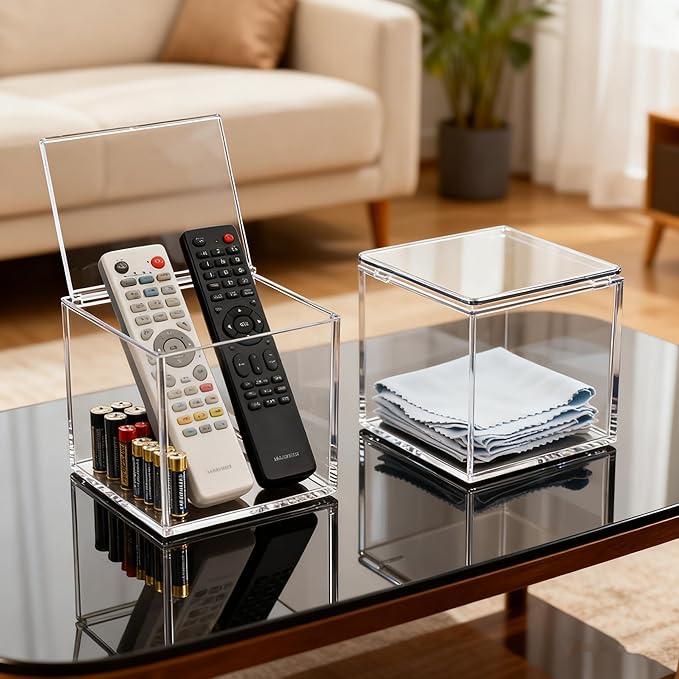 KissYou Acrylic Box Clear Storage Contanier with Lid Acrylic Hinged Lid Box Coffee Pod Holder Easter Candy Gift Box Transparent Display Case