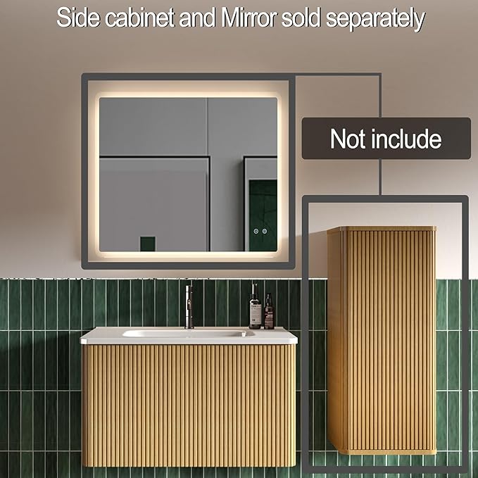 Bathroom Vanity with Sink,Large Storage Wall Mounted Floating Bathroom Vanity with Overflow for Modern Bathroom, One-Piece Sink Basin Minimalist Bathroom Sink Cabinet