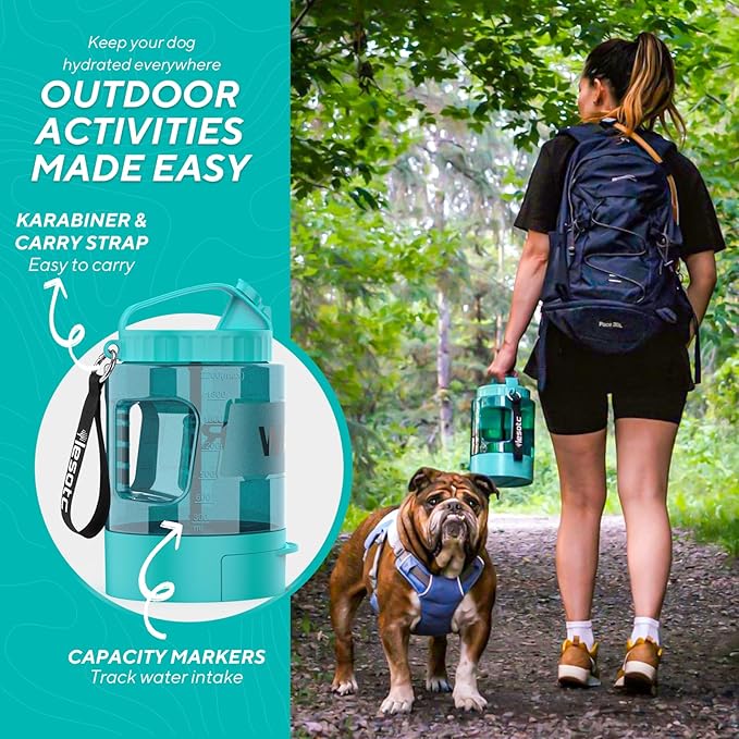 77oz Portable Dog Water Bottle, Large Travel Water Bowls for Dogs Camping Essentials Hiking Park Traveling Beach Walk Accessories, Dog Water Bowl Dispenser with Pull-Out Drinking Bowl, BPA Free