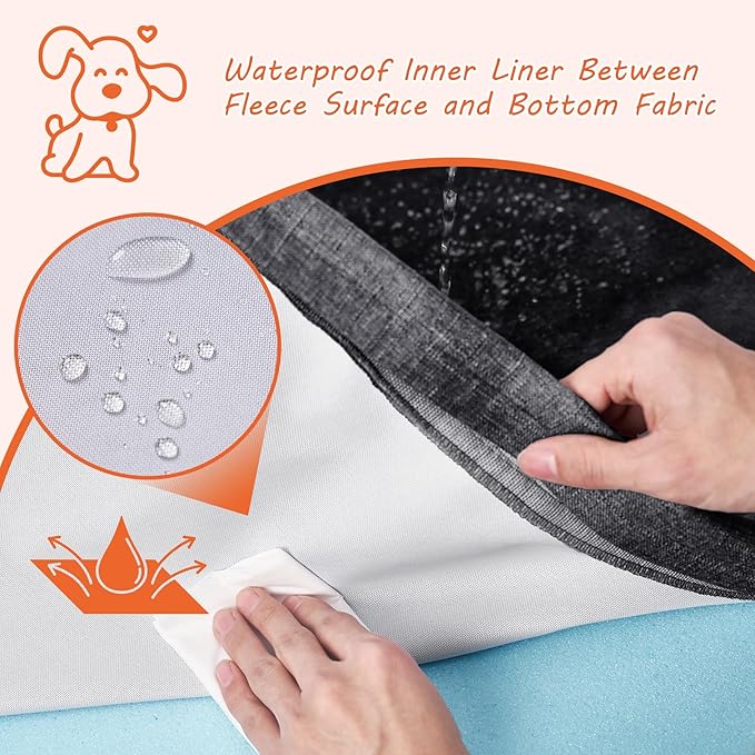 EHEYCIGA Memory Foam Dog Bed Orthopedic 35"x23"，Waterproof Pet Bed for Larged Size Dogs ，Washable Pet Mat with Removable Cover,Dark Grey