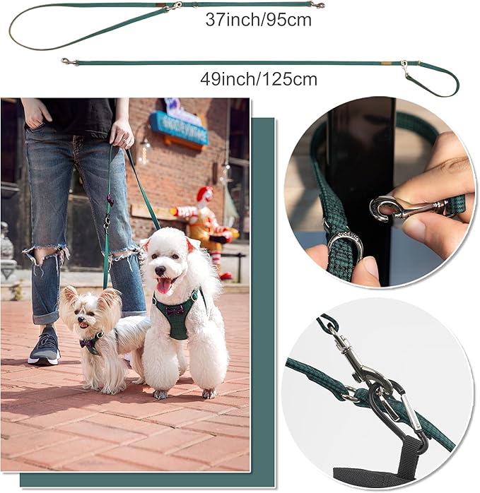 Puppytie No Pull xs Dog Harness with Multifunction Dog Leash,Soft Adjustable No Choke Escape Proof Pet Harness Vest,Knitted Green,xs