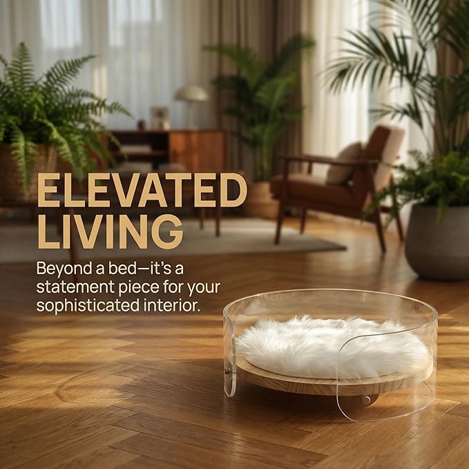 Modern Clear Acrylic Pet Bed ，cat beds for Indoor Cats，cat Bed - Contemporary pet Furniture, Comfortable pet Bed and Sofa for Small Dogs, Indoor pet Bed