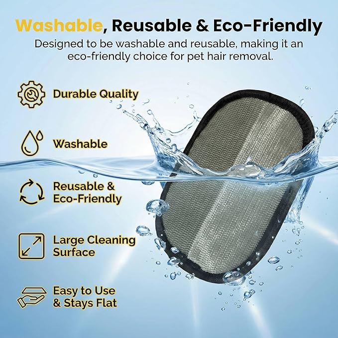 Pet Hair Removal Glove for Cats & Dogs, Upgraded Electrostatic Reusable Pet Hair Remover Gloves, Washable Magic Brush Tool for Couch, Bed, Carpet, Car Seat & Clothing, 3-Pack