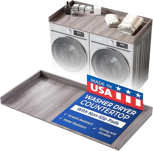 OfficeSimpli Large Washer Dryer Countertop 30 x 58 - Made in USA - Heavy-Duty Laundry Countertop Over Washer and Dryer, Laundry Room Countertop Organization Solution with Non-Slip Pads, Iconic Maple