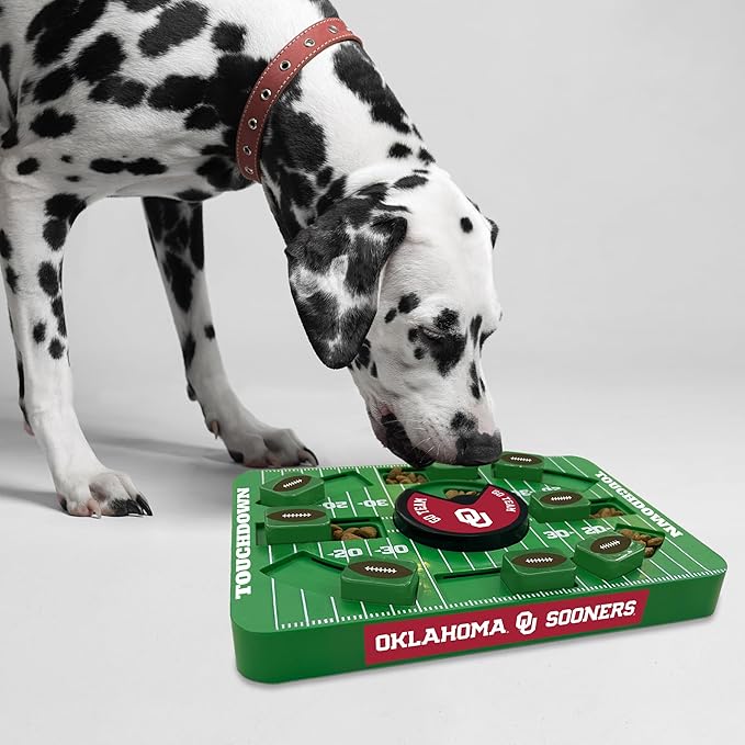Pets First NCAA Oklahoma Large Puzzle Toy, Dog Puzzle Treat Toy, New Large Size, Interactive Dog Treat Toy, Dog Slow Feeding Toy
