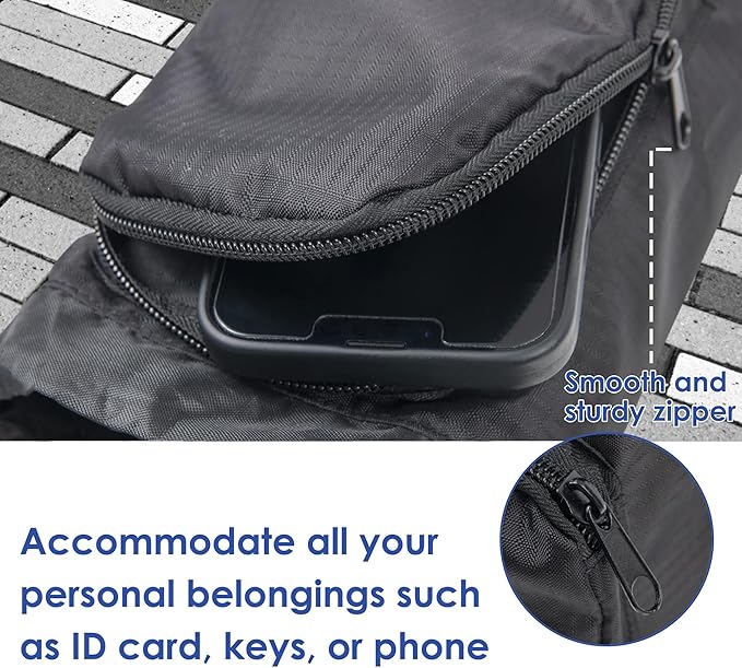 Trail maker Water Bottle Carrier Bag with Strap, Phone Pocket for Walking, Runs, Bike, Stainless Steel, Glass, Plastic