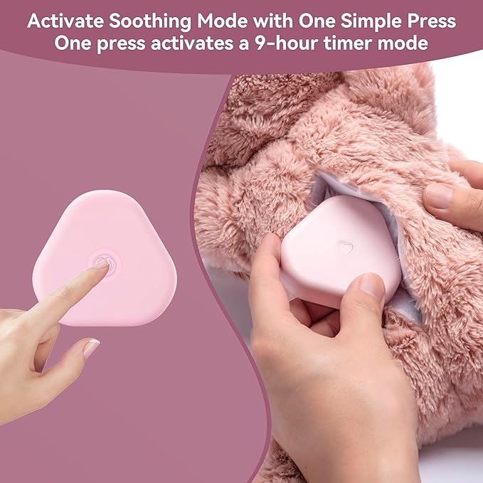 Heartbeat Puppy Toy Dog Heartbeat Toy for Anxiety Relief and Calming Aid, Heartbeat Stuffed Animal for Comfort Sleep Aid Crate Training Cuddle, Pink
