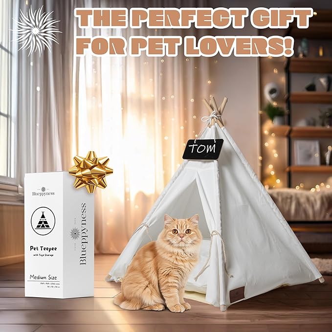 Blueppyness Pet Teepee Tent with Storage Bag Small Dog Beds Medium Sized Dog Up to 20 lbs Cat Beds for Indoor Cats Cama para Perros Pequeños Bunny House Indoor Bed Bunny Casa para Gatos
