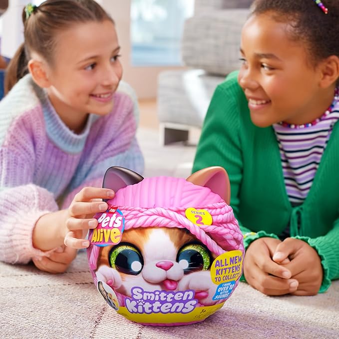 Pets Alive Smitten Kittens Series 2 (British Shorthair) by ZURU – Interactive Plush Cat Toy with 10 Sounds, Surprise Unboxing, Soft Collectible Pet for Ages 3+