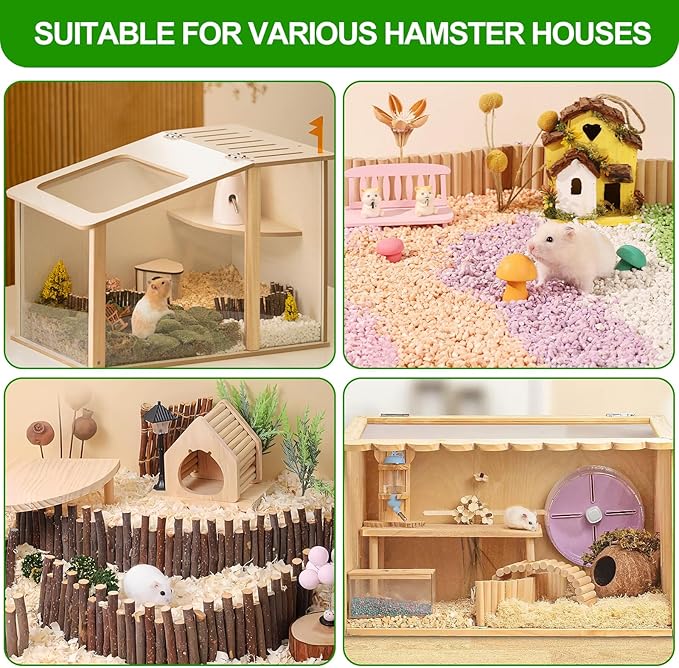 Hamster Cage Sprays Flower Foraging Holder - Natural Wood Feeding Stand, Small Pet Habitat Accessories for Hamsters Mouse Guinea Pig Dwarf Gerbils Syrian Mice (Lace - Rectangle)