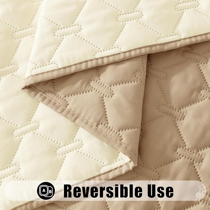 Smiry Waterproof Dog Bed Cover Blanket, Soft Reversible Pet Blanket, Washable Leakproof Cats Dogs Couch Cover for Sofa, Couch, Furniture, Plaid (30x53 Inch, Camel/Beige)