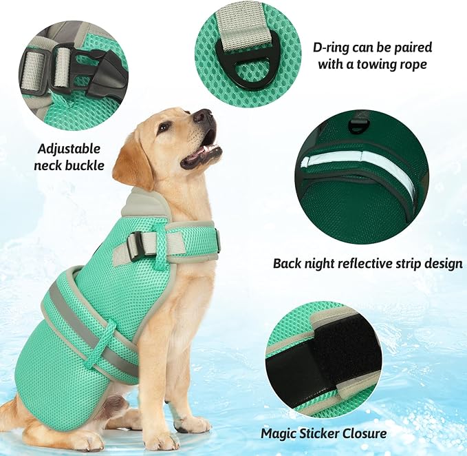 Dog Cooling Vest for Medium Dogs,Lightweight Cooling Dog Jacket,Breathable Mesh Dogs Shirt Harness Vest with Adjustable Straps Reflective Stripe for Hot Weather with D-Ring for Beach,Hiking,M