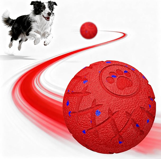 Interactive Dog Toys Dog Ball, Durable Motion Pet Toys for/Small/Medium/Large Dogs, Birthday Gifts, Automatic Moving, Bouncing and Rotating, E-TPU Material, IP54 Waterproof (Red)