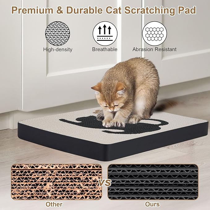 Ownpets Wall Cat Scratcher, Cute Vertical Cat Scratching Board, Wall Mounted Cat Scratch Pad for Wall, Glass, Wood, and Tile, Furniture Protector
