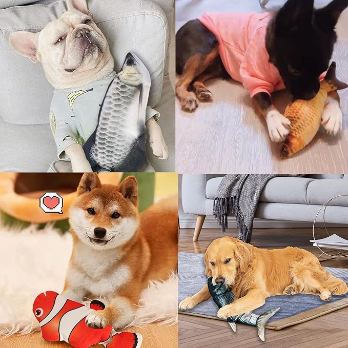 Realistic Flopping Fish Dog Chew Toy - Electric Moving Interactive Pet Toy for Small Medium Dogs, Chew Rocking Toy for Indoor Outdoor Exercise