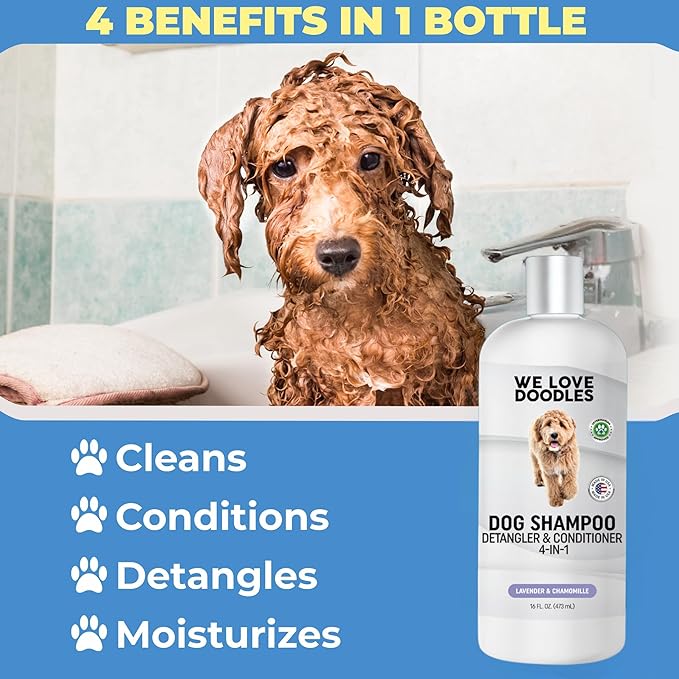 We Love Doodles Dog Shampoo & Dog Detangler Spray Pack - Pet Shampoo & Conditioner for Dogs, Doodle Detangler Spray, Cleans & Moisturizes, Reduces Tangles & Mats, Lavender, Total 32 oz