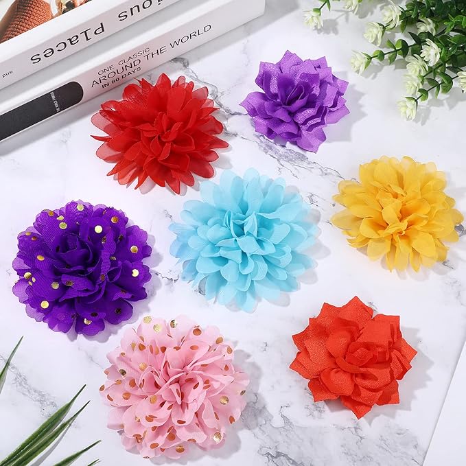 Saintrygo 42 Pcs Dog Collar Flowers Bow Accessories Bulk Multi Color Dog Floral Charms Bow Tie Pet Flower Bows for Small Medium Large Puppy Cat Grooming Easter Wedding Birthday Parties(Cute Colors)
