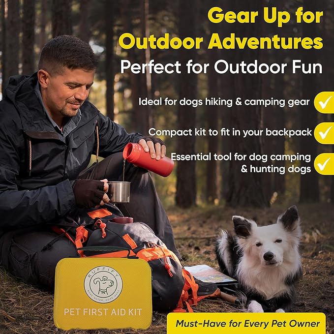 Dog First Aid Kit – Vet Approved, Essential Items Pet Emergency Kit Accessories for Car, Travel, Hunting, Hiking & Camping Gear with Mini Pouch for Home, Office & Outdoor Adventures