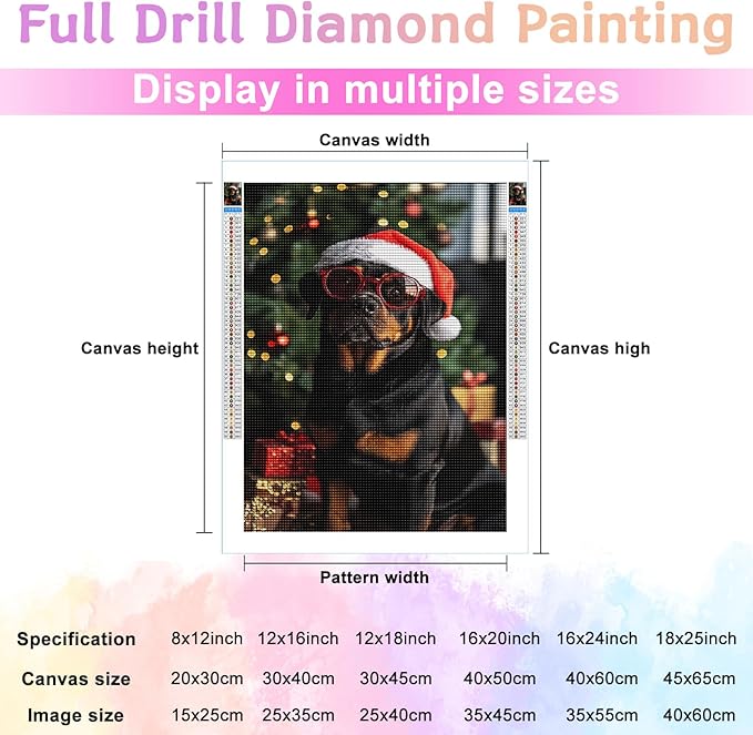 LTCZ Rottweiler with Glasses Diamond Art Painting Kits for Adults, Christmas 5d Diamond Painting Dots Art Kits for Adults Beginner, Home Wall Decor 20 * 24Inch