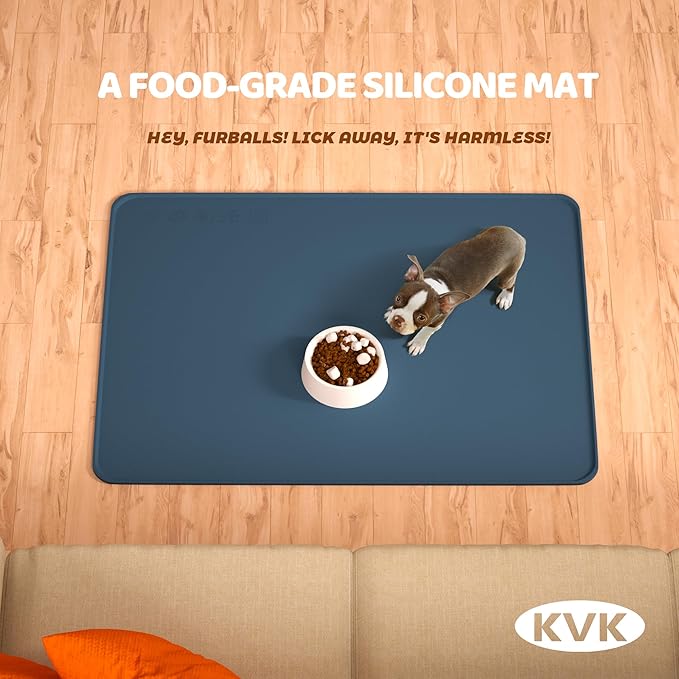 Dog Food Mat, 39.4×29.5in Extra Large Silicone Pet Feeding Mat - Waterproof, Non - Slip, Chew - Resistant for Food & Water, Protect Floors (Royal Blue)