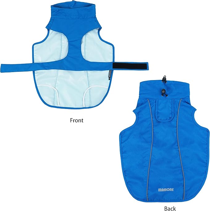 Waterproof Dog Raincoat with Reflective Strip, Adjustable Breathable Rain Coat Jacket with Leash Hole for Dogs (Blue, Medium)